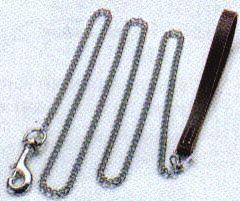 Deluxe Quality German Chains made by HERM SPRENGER. Ultra Strong Training Collars, Choke Chains, Couplers, Bicycle Joggers, Toggle Choke Chains, Deluxe Chrome Chain Leads with stitched Leather Handles. Hern Sprenger's innovation design replaces the traditional wire eye link with a solid fastener plate that proviges a more secure connection. This makes fastening the collor around the Dogs neck much easier and safer.
