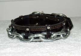 Dog Leather Training Collar With Heavy Duty Chain. 


